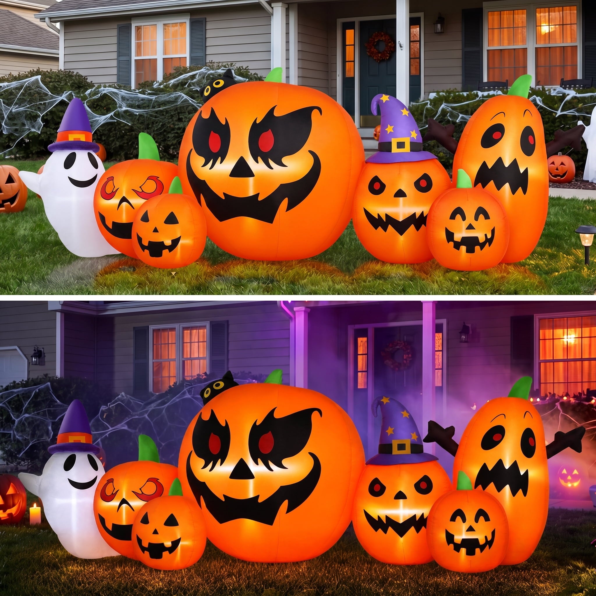 7.9FT Halloween Inflatable Pumpkin Ghost with Lights, Halloween Blow Ups Outdoor Decoration for Home Party