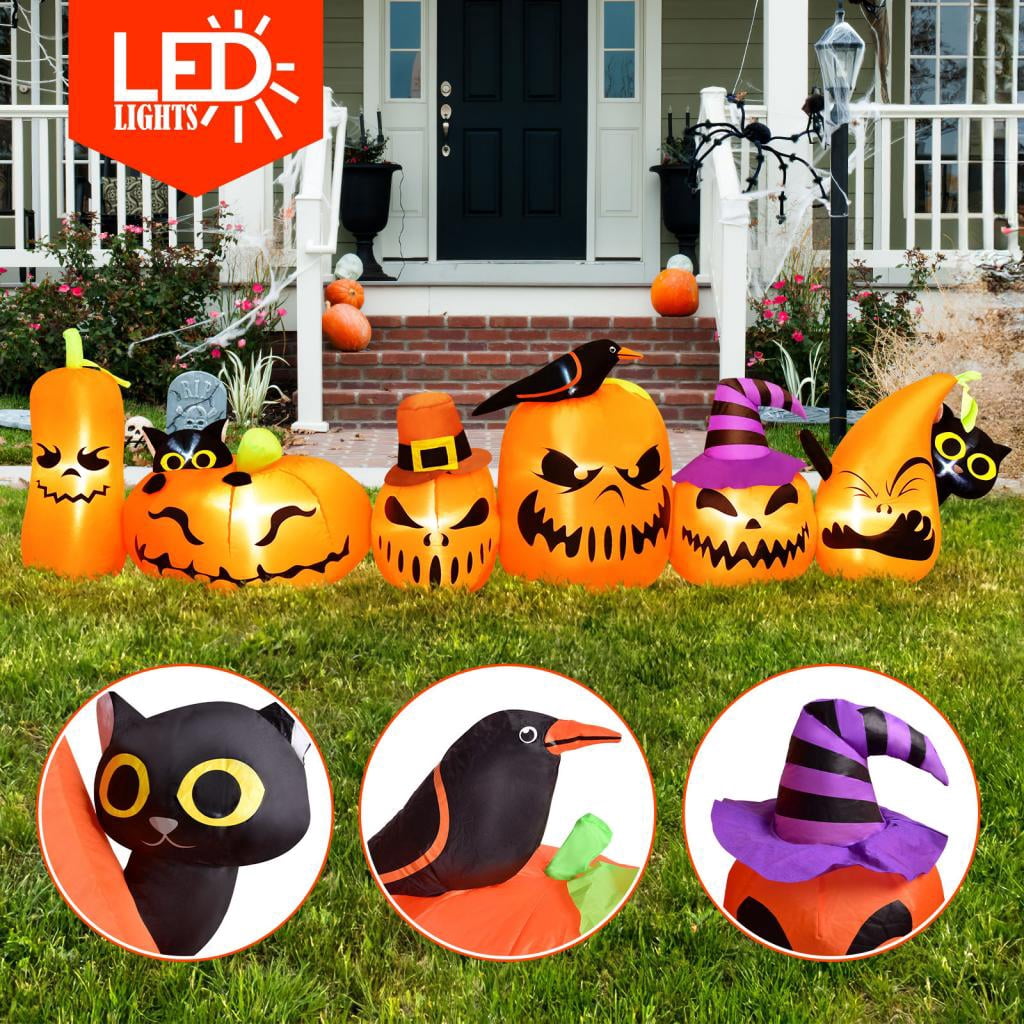 7 Ft Halloween Inflatables Pumpkin Outdoor Decoration Build-in LED Lights Blow Up for Outdoor, Yard, Indoor, Grden, Lawn Decoration, Orange