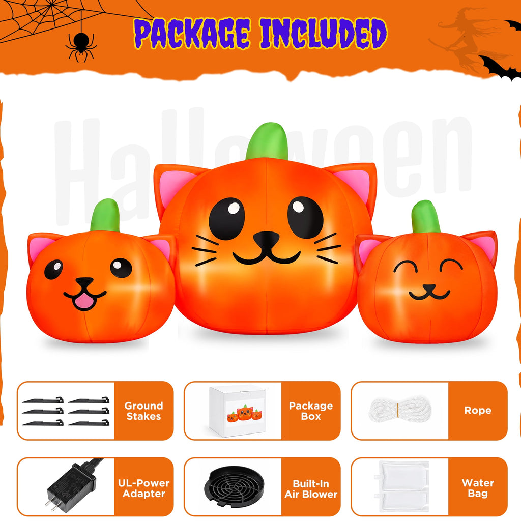 6.2FT Halloween Inflatable Pumpkin Cat Outdoor Decorations, Halloween Blow Ups with Lights for Party, Yard