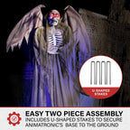 5.5 ft Life-size Animatronic Reaper with Wings, Halloween Decoration, HHWINGSKEL-4FLSA