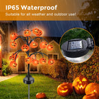 2 packs 40 LEDs Solar Halloween Pumpkin Stake Lights, 2 Modes Outdoor Waterproof Halloween Decorations, Solar Halloween Lights Stakes for Garden Yard Pathway