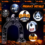 10FT Halloween Inflatable Arch for Outdoor Decor, LED Lighted Scary Archway with Ghost & Pumpkin, Blow Up Yard Decoration for Haunted Party Graveyard