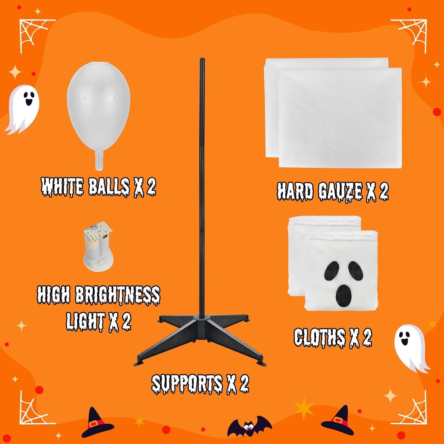 Halloween Decorations Outdoor Indoor Halloween Party Decorations Indoor,Spooky Ghost Decor with String Lights,Halloween Ghost Lights for Porches Yards Gardens Lawn 2 Pack