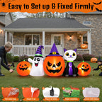 (2 pack) 8FT Halloween Inflatable Pumpkins Ghost Cat with Lights,Blow ups Outdoor Decorations for Yard