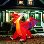 6FT Halloween Inflatables Fire Dragon Outdoor Halloween Decoration Built-in LED Lights