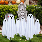 Halloween Decorations Outdoor, 6 pack Light up Spooky Ghosts with 8 Modes LED Light - Scary Standing Ghosts Decor for Front Door Porch Yard Home Party