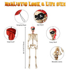 Yescom Pirate Life Size Skeleton Poseable Full Size 5.6 Ft Halloween Party Decorations Haunted House 2026