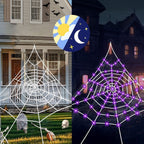 HKKDKTA Halloween Spider Web Lights Decoration, 250 LED Giant Spider Web 16.4ft Light Up Halloween Web Lights for Yard, Porch Decor (Purple)