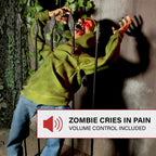 4.4 ft Voice-Sensor Impaled Zombie Halloween Animatronic, HHIMPZOMB-1FLSA