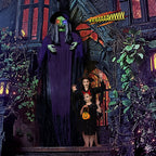 12FT Halloween Animatronic Witch Standing Outdoor Halloween Decoration w/ Green Eyes,Scary Sounds