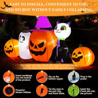8ft Halloween Inflatable Pumpkins Outdoor Decor with Black Cat and Spectre,Built-in LED Lights,for Halloween Party,Yard,Garden,Lawn