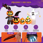 Vrilay Halloween Inflatables, 7 FT Long 4 Pumpkins with Cute White Ghost Outdoor Decorations, Built-in LEDs, Blow Up Party, Waterproof Yard, Garden, Lawn Decor