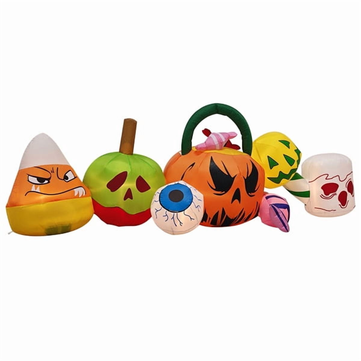 8FT Halloween Inflatable Pumpkin Ghost Scene, Waterproof Polyester, Quick Inflation with Stakes/Ropes for Yard/Garden/Indoor