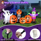 8FT Length Halloween Inflatable Witch, Ghost, with Pumpkin Outdoor Decoration for Party Garden Lawn House Holiday Decor,Built-in LED Lights & Powerful Air Blower