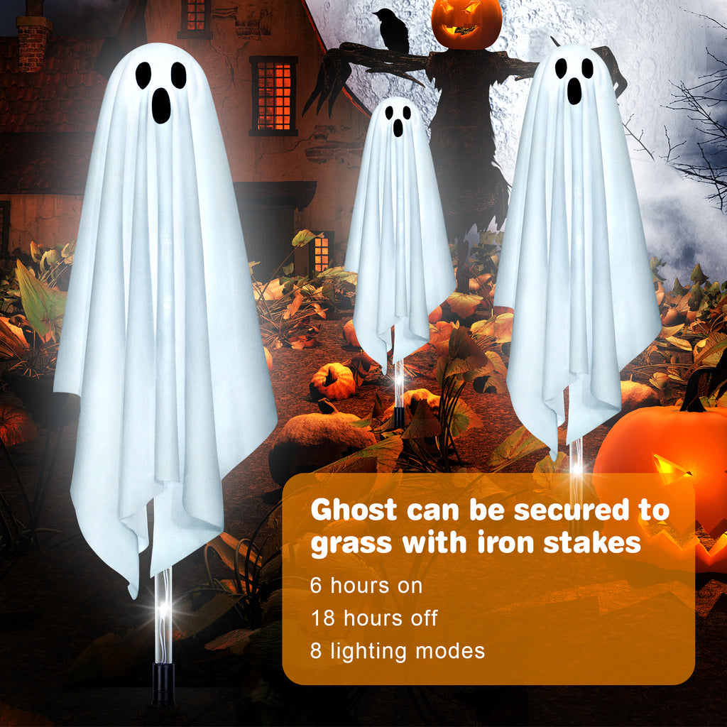 Halloween Decorations Outdoor, 6 pack Light up Spooky Ghosts with 8 Modes LED Light - Scary Standing Ghosts Decor for Front Door Porch Yard Home Party