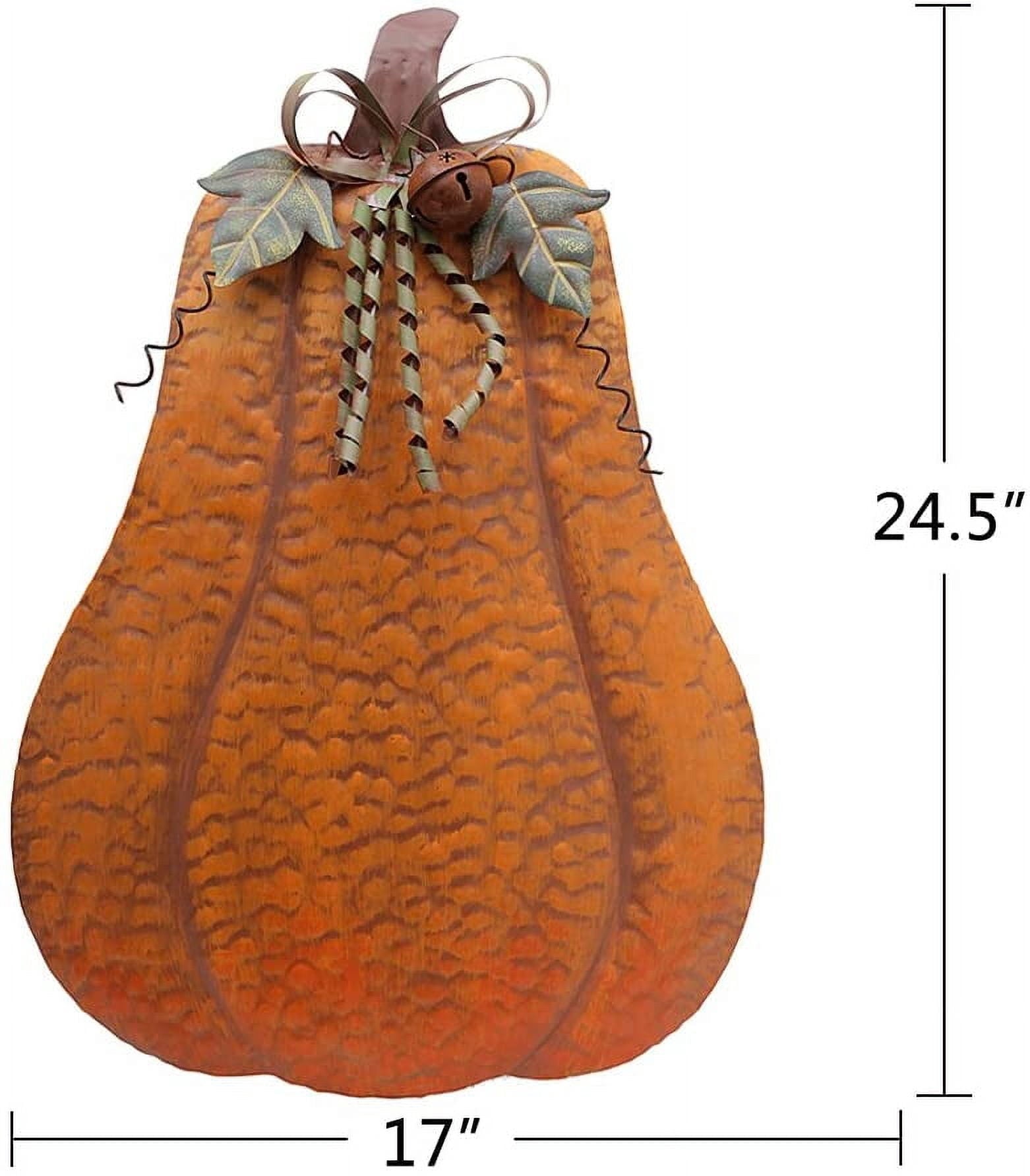Metal Pumpkin Harvest Fall Decor Thanksgiving Halloween Outdoor Yard Garden Decor Free Standing Pumpkin Decorations for Home (H-24.5")