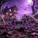 Halloween Spider Decorations Set, 5FT and 2 Pack 4FT Lighted Giant Spider Decorations for Halloween Party Indoor Outdoor Yard Home Decor