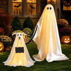 Clearance Outdoor Halloween Decorations 2 Pack Spooky Ghost Dog Light-Up Freestanding Swinging Ghost for Front Door Porch Yard Lawn Home Party