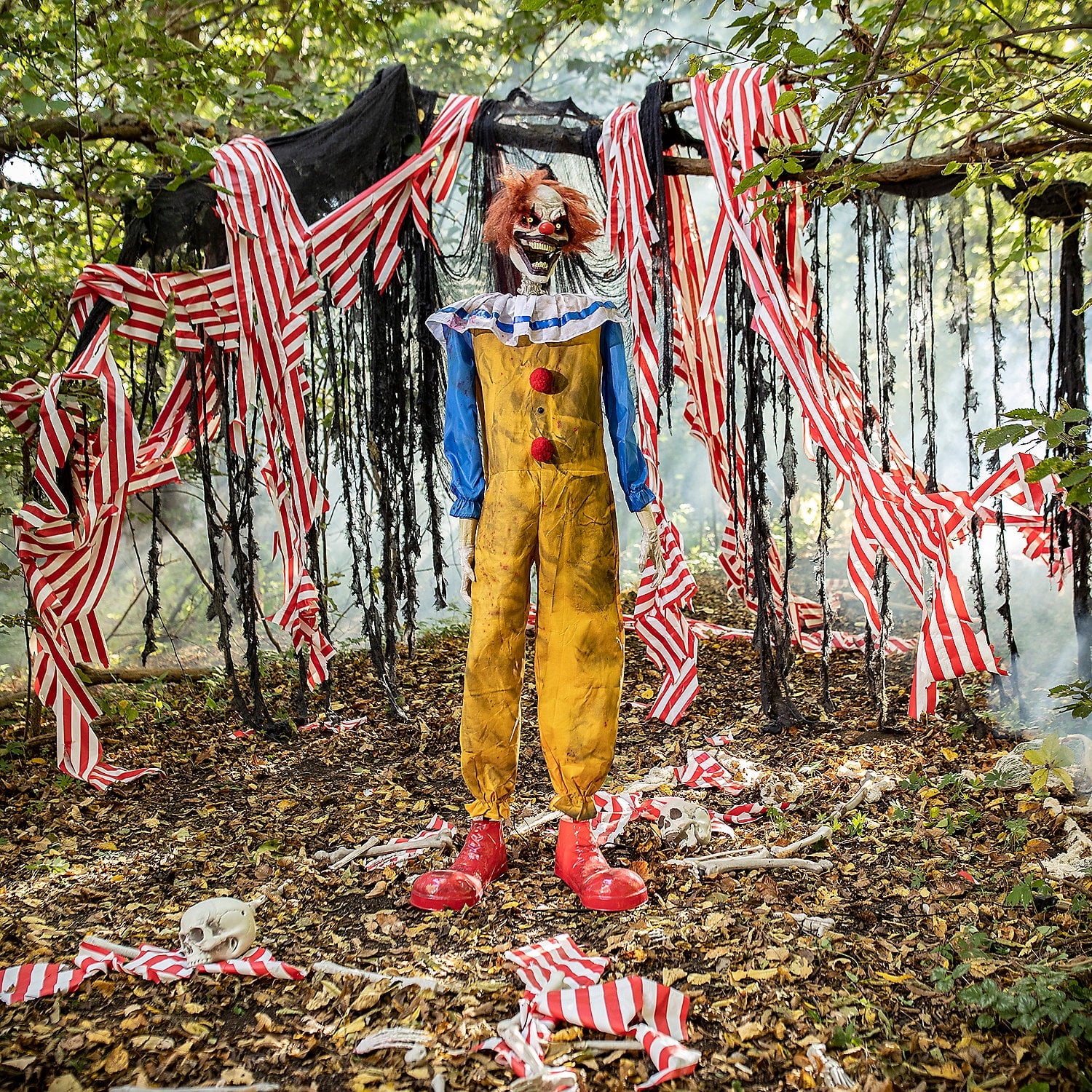 Animated Twitching Clown Halloween Decoration - 5 ft