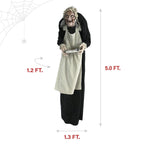 5 ft Life-Size Animatronic Indoor/Covered Outdoor Zombie Maid Halloween Decoration, HHLADY-4FLSA