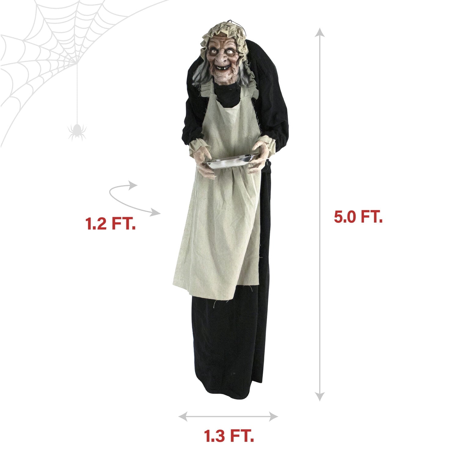 5 ft Life-Size Animatronic Indoor/Covered Outdoor Zombie Maid Halloween Decoration, HHLADY-4FLSA