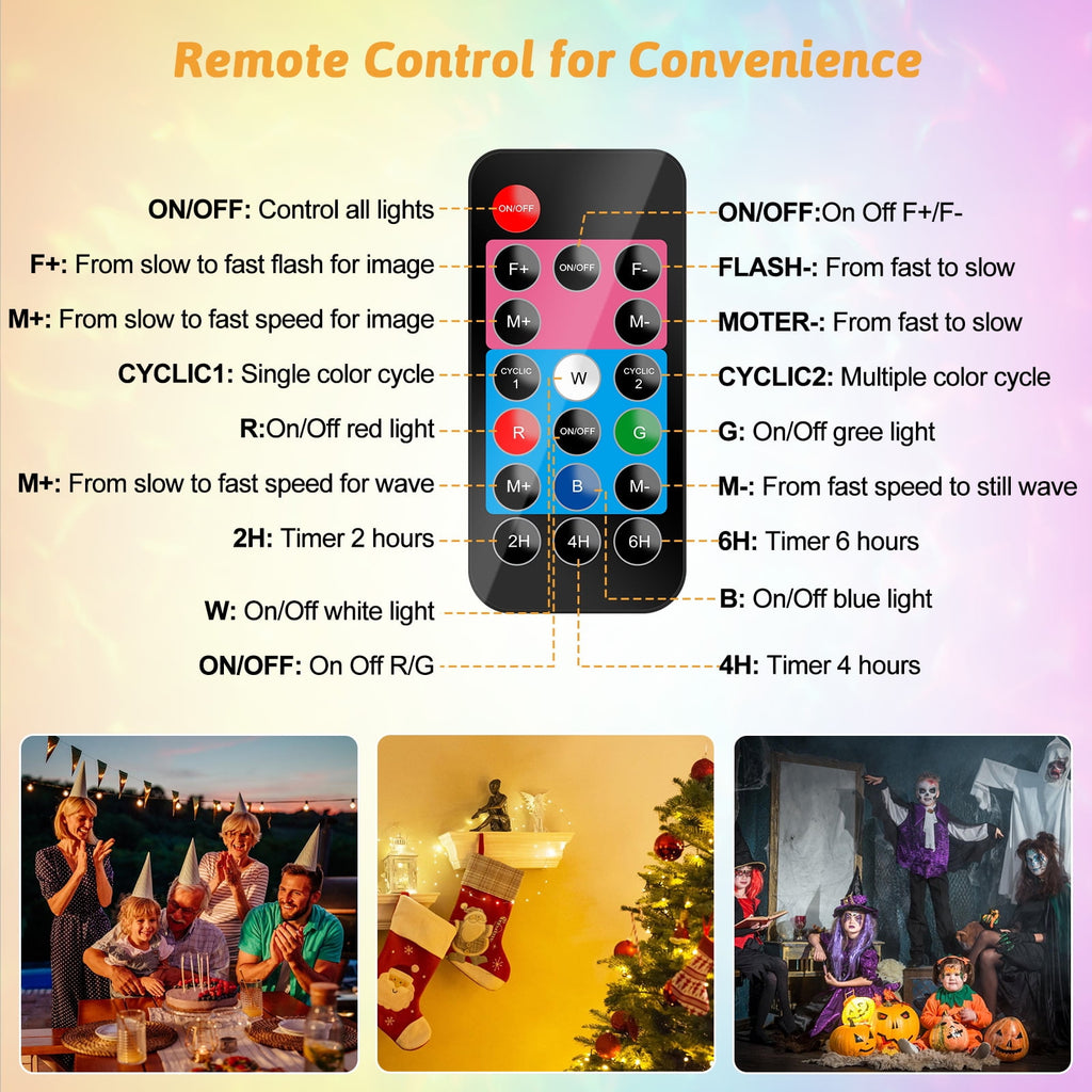 Outdoor HD projector light, remote control 16 switchable modes, Christmas Halloween celebrations, birthdays, weddings and parties, waterproof light show