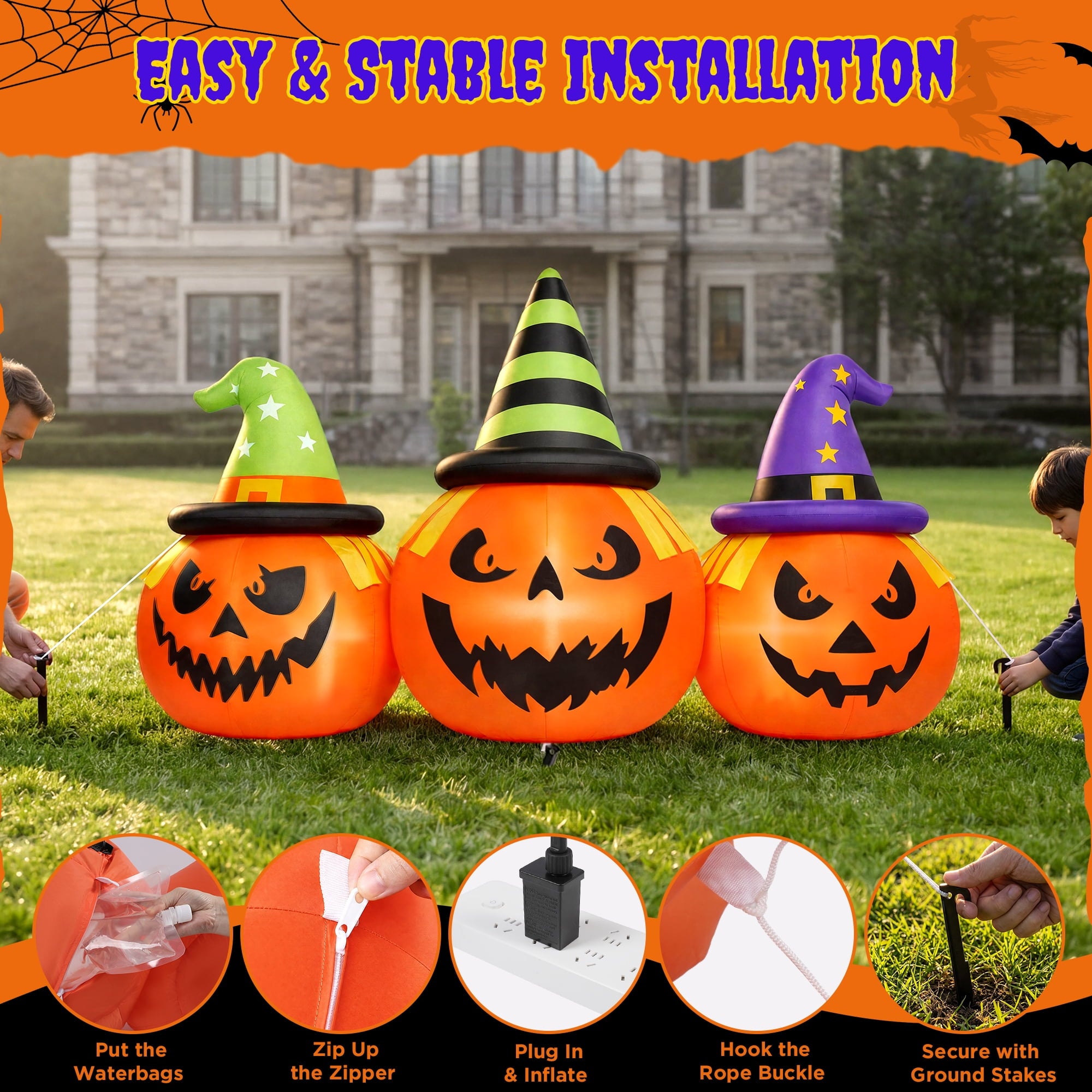 6FT Halloween Inflatable Pumpkins Decorations with LED Lights, Halloween Blow Ups Decoration for Home Party