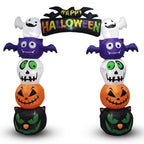 8.2' Halloween Inflatables Pumpkin Ghost Archway, Blow up Hallowee Decorations with Built-in LED Lights for Holiday