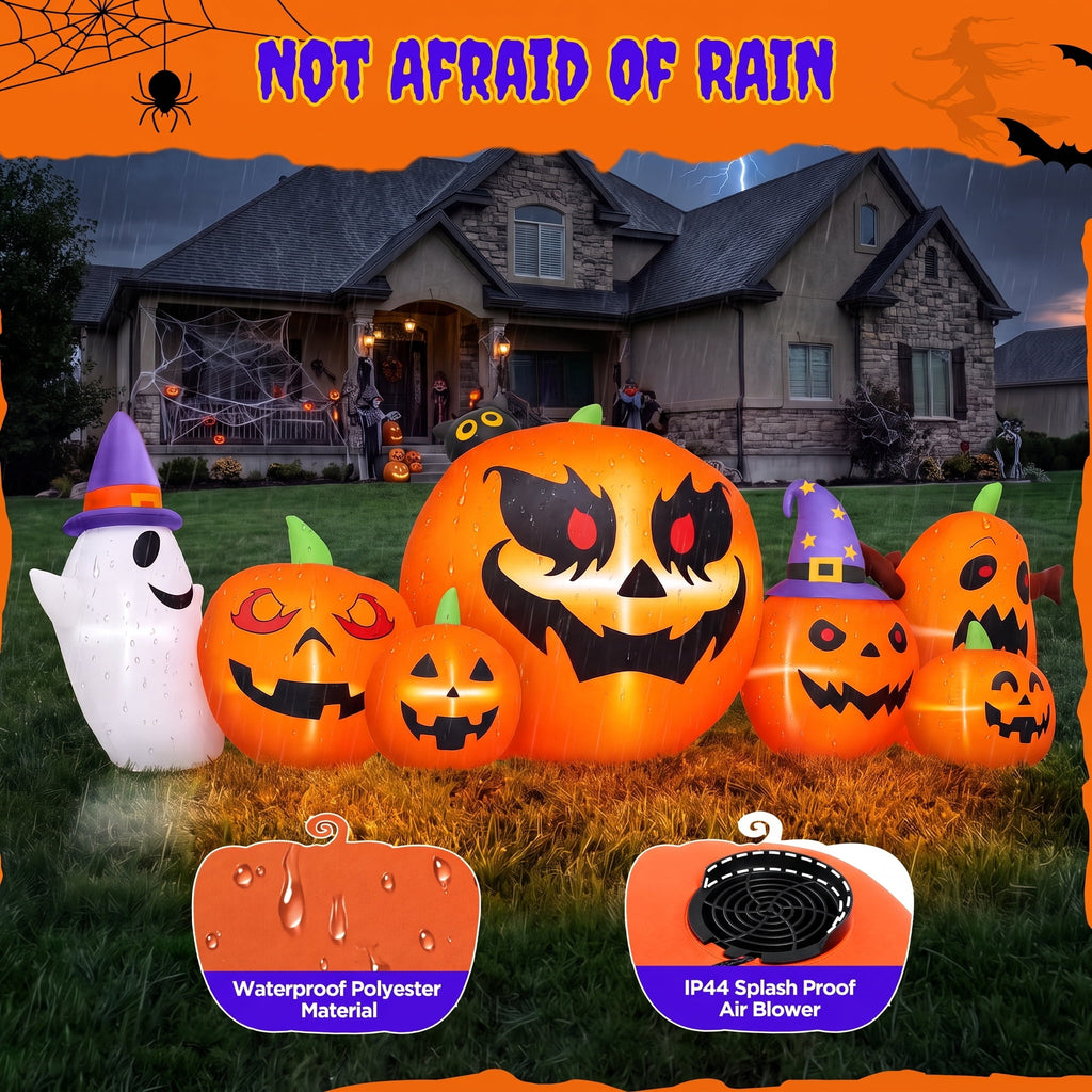 7.9FT Halloween Inflatable Pumpkin Ghost with Lights, Halloween Blow Ups Outdoor Decoration for Home Party
