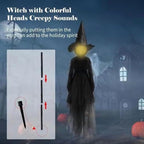 Halloween Witch Decorations Outdoor, 59" Light Up Witches Holding Hands Witches with Stakes, Voice Control Screaming Life Size Witches Waterproof for Yard Garden Lawn Decor, 3 count
