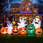 (2 pack) 7ft Long Halloween Inflatable with Lights,Pumpkin Ghost for Outdoor Decorations