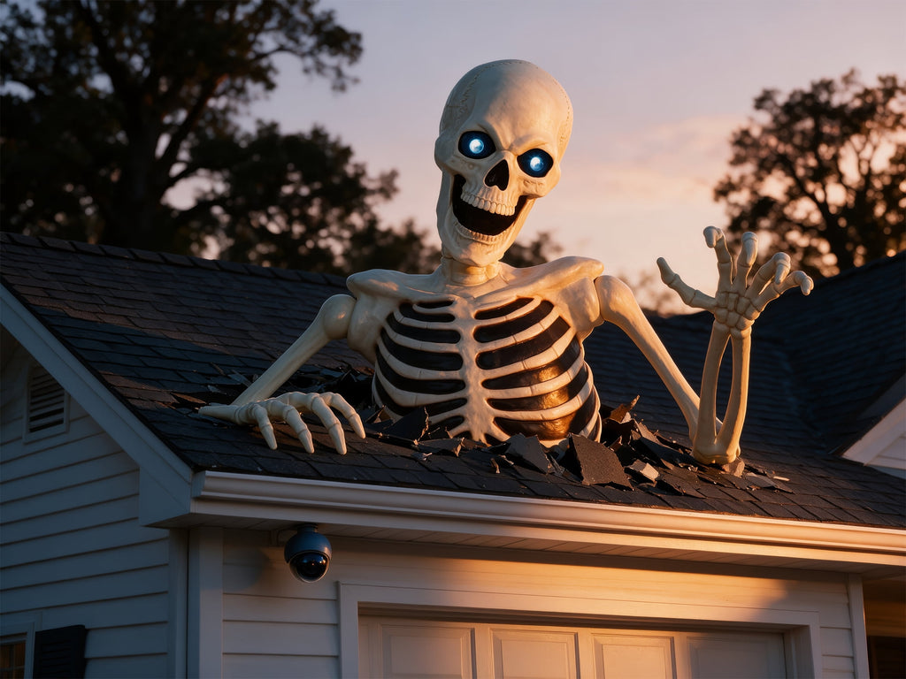 48" Halloween Giant Groundbreaker Skeleton with LED Light Moving Eyes, Creepy Sound Effect for Yard Porch Halloween Decoration