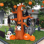 Coolmade 8 ft Halloween Inflatable Outdoor Dead Tree with Ghosts Pumpkins Tombstone Bat, Halloween Blow Up Yard Decorations Clearance with Build-in LED Lights for Holiday Party Lawn Yard Garden