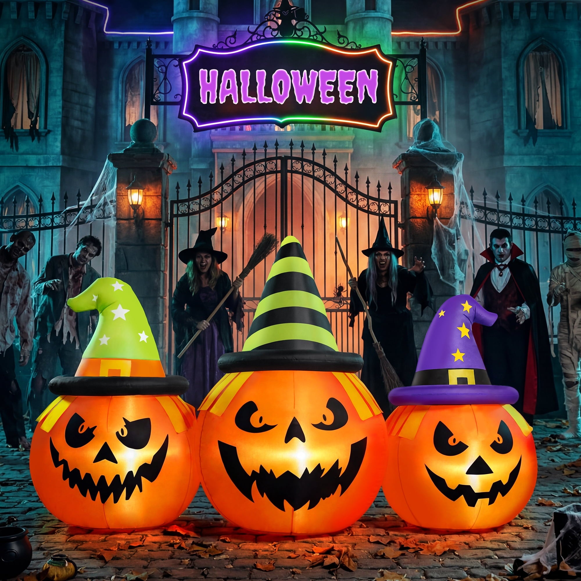 6FT Halloween Inflatable Pumpkins Decorations with LED Lights, Halloween Blow Ups Decoration for Home Party