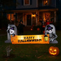 9.6FT Halloween Inflatable Skeleton Tombstone Banner, Built-in 4 White LED Lights, Quick Inflation for Yard/Patio/Party