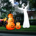Costway 12ft Inflatable Halloween Blow Up Ghost Decoration w/ Built-in LED Light