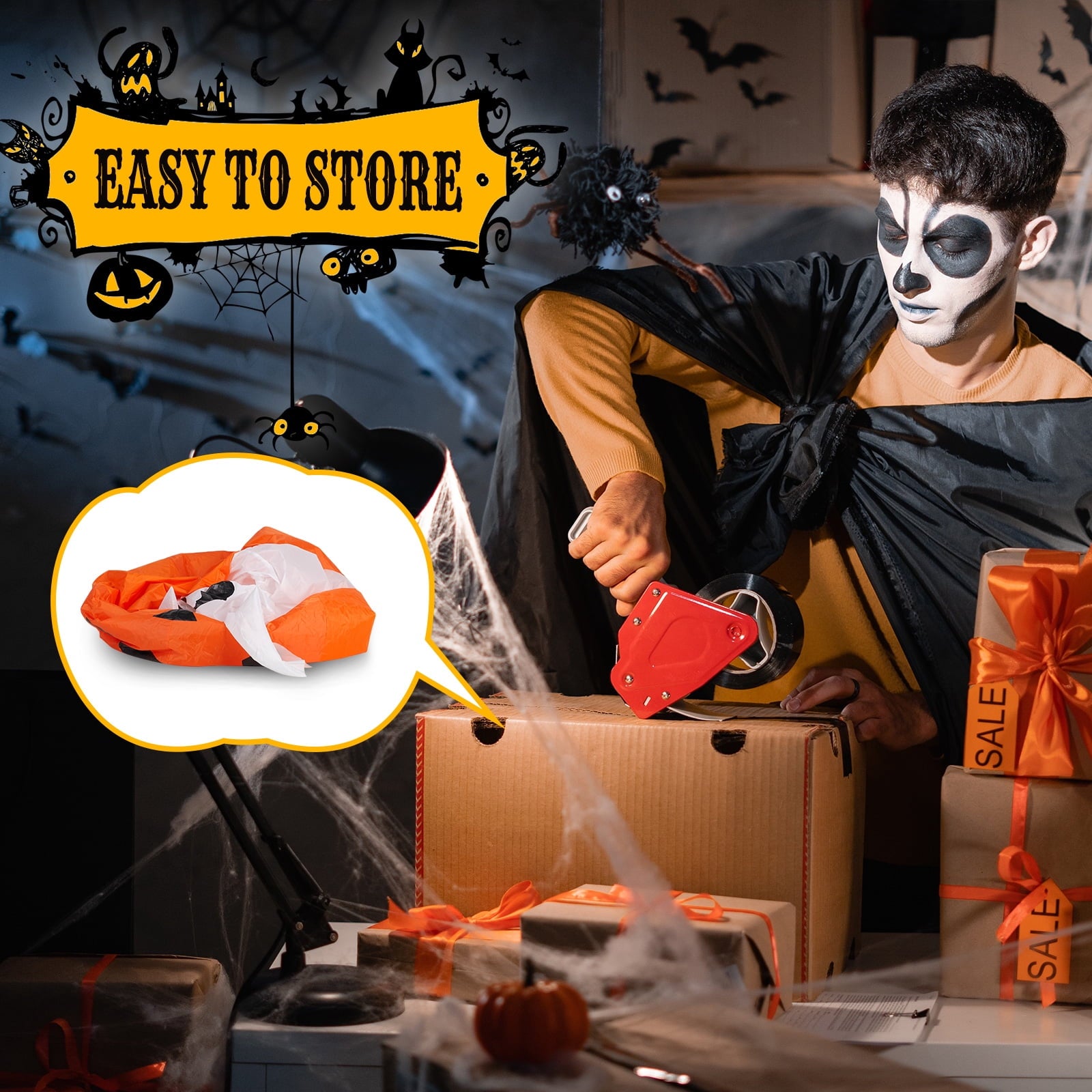 Halloween Ghost and Pumpkin Outdoor Halloween Inflatables for Patio Garden Decor