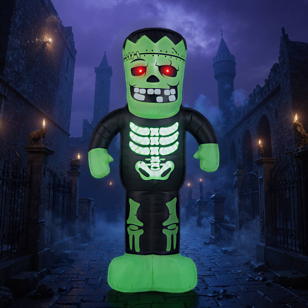 Costway 8.4 Ft Tall Halloween Inflatable Decoration LED-lit Inflatable Green Zombie
