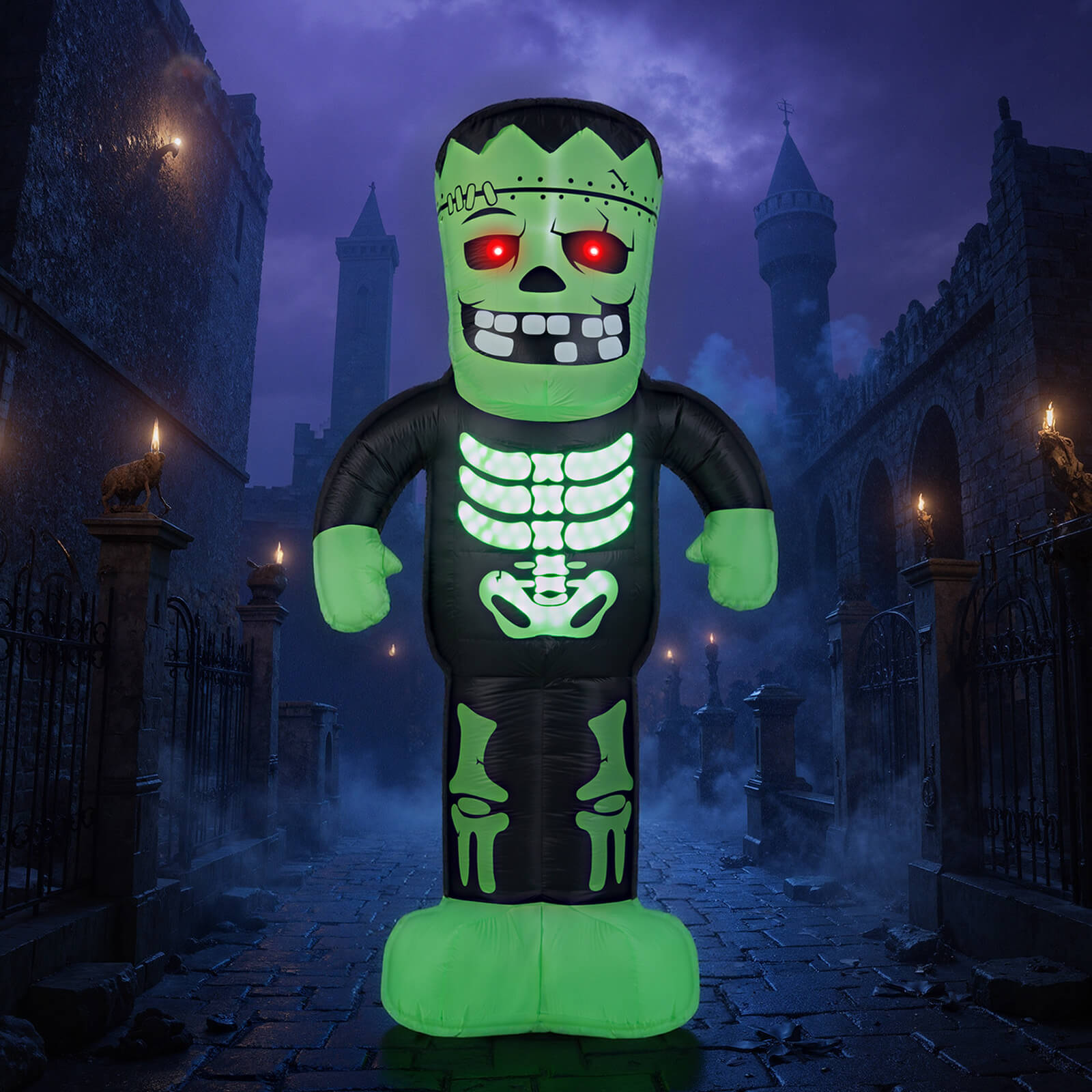 Costway 8.4 Ft Tall Halloween Inflatable Decoration LED-lit Inflatable Green Zombie