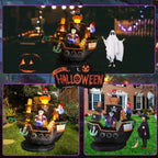 7 FT Halloween Inflatable Skeletons Ghosts on Pirate Ship Lights Decor Outdoor Indoor Holiday Decorations, Blow up Lighted Yard Decor, Giant Lawn Inflatables Home Family Outside Decor