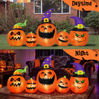 (2 pack) 8FT Halloween Inflatable Pumpkins Blow ups Outdoor Decorations, Five Pumpkins with LED Lights for Party Yard