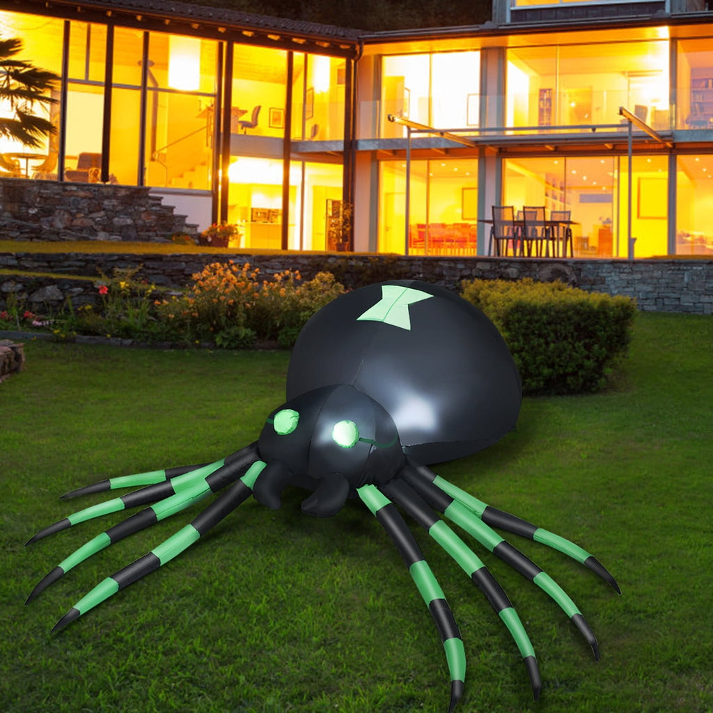 Patiojoy Halloween Decoration 6FT Inflatable Blow-Up Spider With LED Lights Outdoor Yard