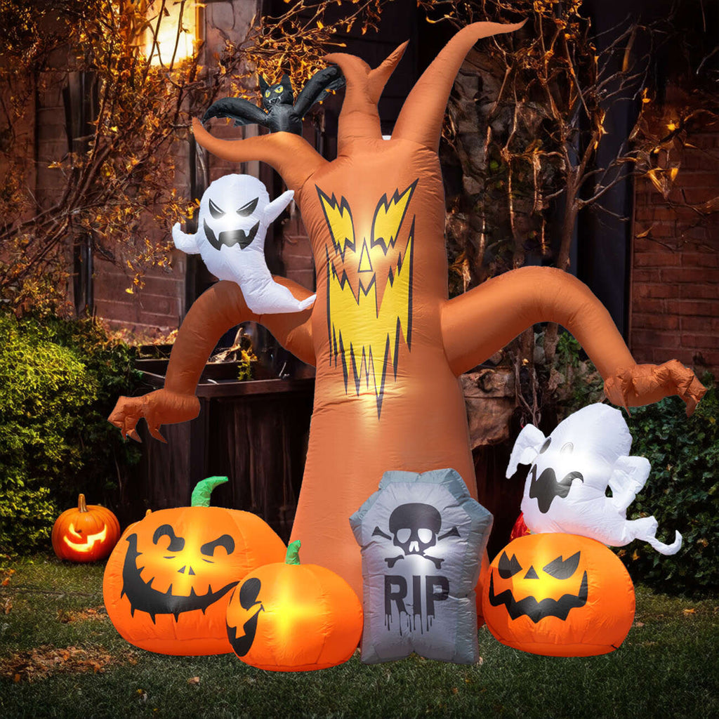Coolmade 8ft Halloween Inflatables Decorations Inflatable Dead Tree Outdoor Decorations with LED Lights Built-in Blow Up Yard Decoration Pumpkin Ghost for Halloween Outdoor