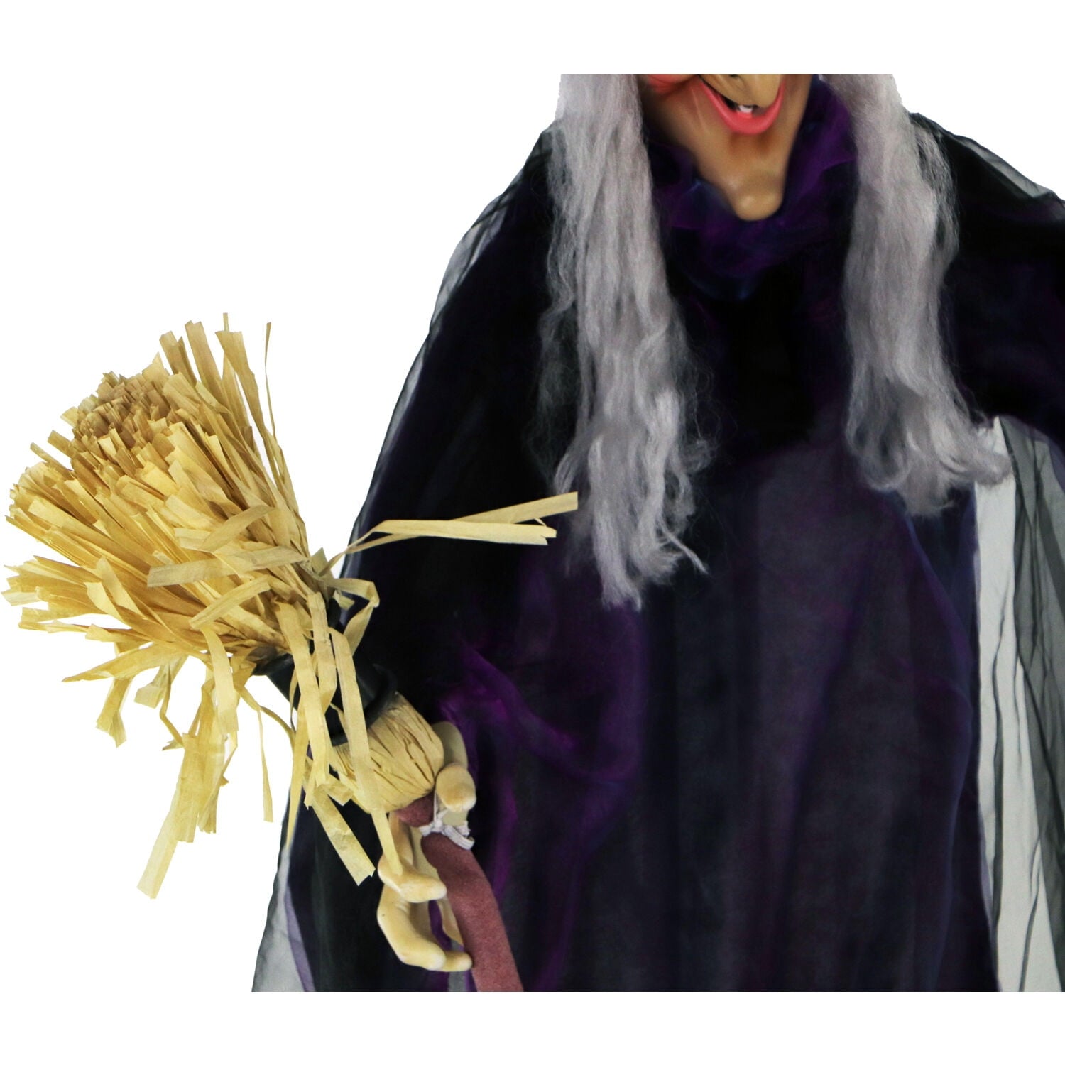 Life-Size Animated Talking Witch w/ Broomstick, 6 ft Halloween Decoration, HHWITCH-5FLSA