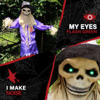 6 ft Standing Halloween Scarecrow Yard Decoration with LED Green Eyes, HHSCR-5FLS