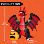 8 ft Halloween Inflatable Fire Dragon with Pumpkin,Animated Moving Mouth & Internal LED Lights,Blow Up Yard Decor Outdoor Lawn Garden Indoor Porch Patio Spooky Halloween Decoration