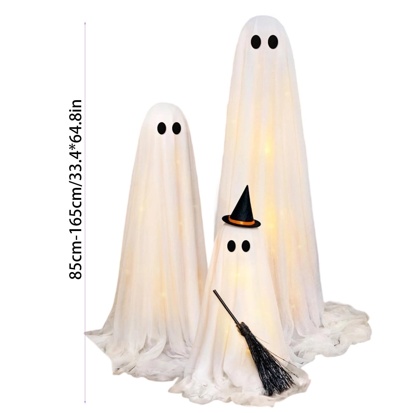Halloween Decorations Outdoor - Set of 3 Light Up Spooky Ghosts Decoration with 8 Light Modes Timer Remote- Indoor Cute Party Ghost Decor for Yard Porch Lawn Home Front Door