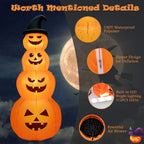 Gymax 8 ft Inflatable Halloween Pumpkins Stack Holiday Decor w/ Built-in LED Lights