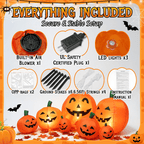 7.5 FT Long Halloween Inflatables Pumpkin Family Lighted,7 Pumpkins Blow Up Yard Decoration, Built-in LEDs, Stakes & Tethers Included for Outdoor Lawn Garden Halloween Decor