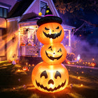 Faburo 6FT Halloween Inflatable Pumpkin Stack with LED Lights, 3 Jack O Lantern Blow Up Outdoor Halloween Decorations for Yard Lawn Garden Porch